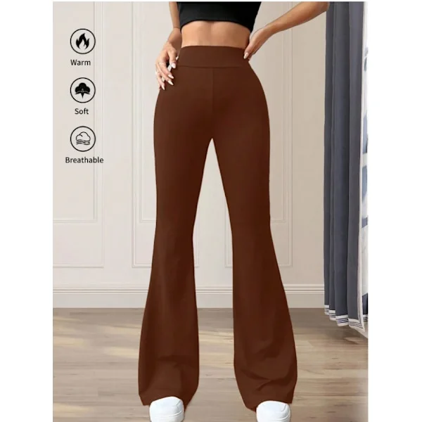 Høje taljede yoga bukser med svaj til kvinder | Stræk Fitness & Dance Leggings *Karamelfarve* 2XL