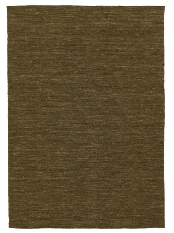 Plain (Single Colored) Small Handloom Flat Rug - Olive Green 140X200 Wool, Modern Style