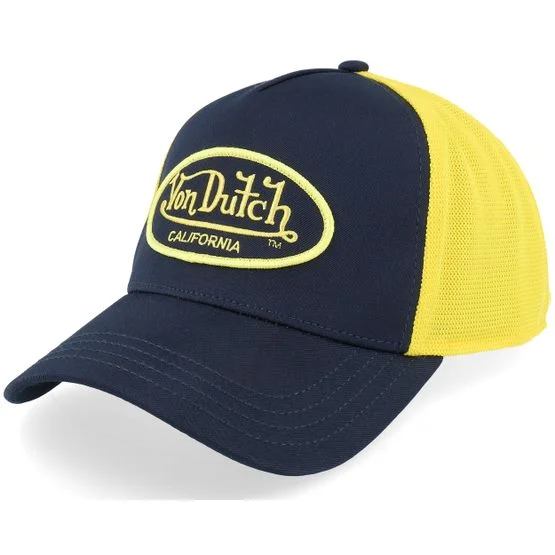 Von Dutch - Noir trucker Casquette - Oval Patch Yellow/Black A-Frame Trucker @ Hatstore
