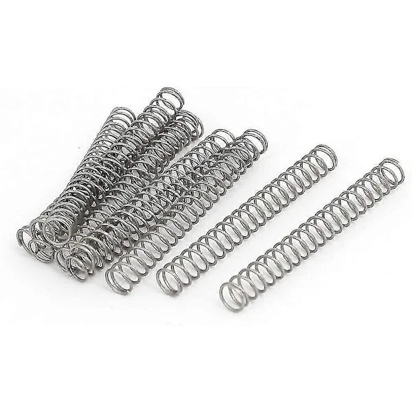Kryc-304 Små fjærer Kompresjonsfjærer i rustfritt stål Tråd 0,6 mm Ytre diameter 6 mm Lengde 50 mm Sølvfarget 10 stk