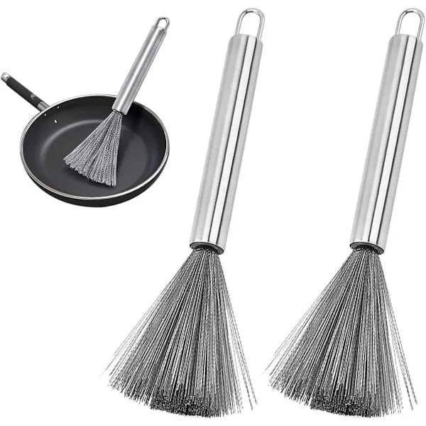 Rostfri Stålborste för Grytor - Diskborste för Grytor och Pannor - 2-pack - 304 Rostfritt Stål