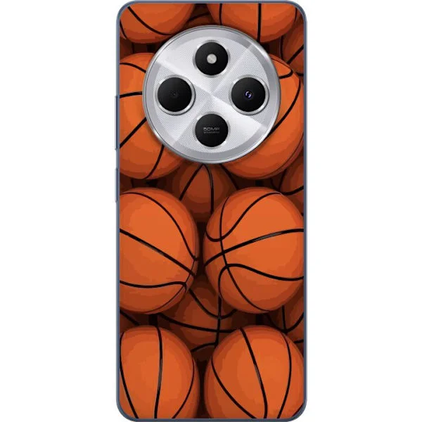 Kompatibelt Mobilskal till Xiaomi Redmi 14C Mönster med basketbollar i orange och svart, sportigt och energifyllt motiv