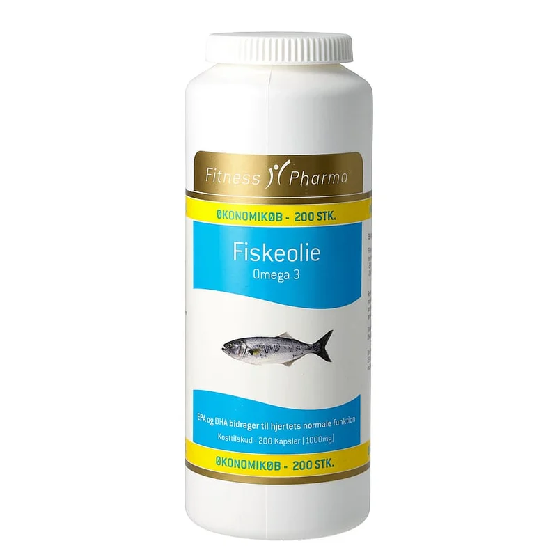 Fitness Pharma Fiskeolie 200 kaps., Helse & Madvarer, Kosttilskud, Fiskeolie & Omega 3