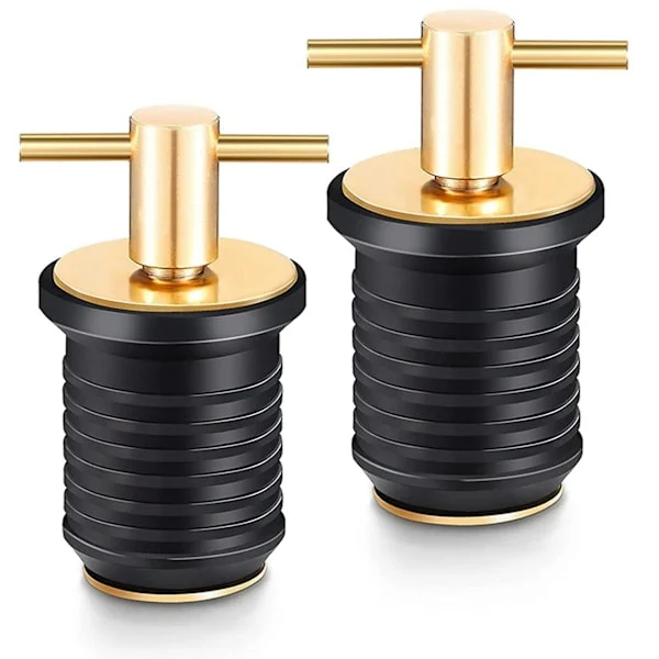 2 stk T-håndtak Avløps Plugger Twist-Turn Marine Båt Avløps Plugger Gummi Plugger med Messing Håndtak Båt Ma