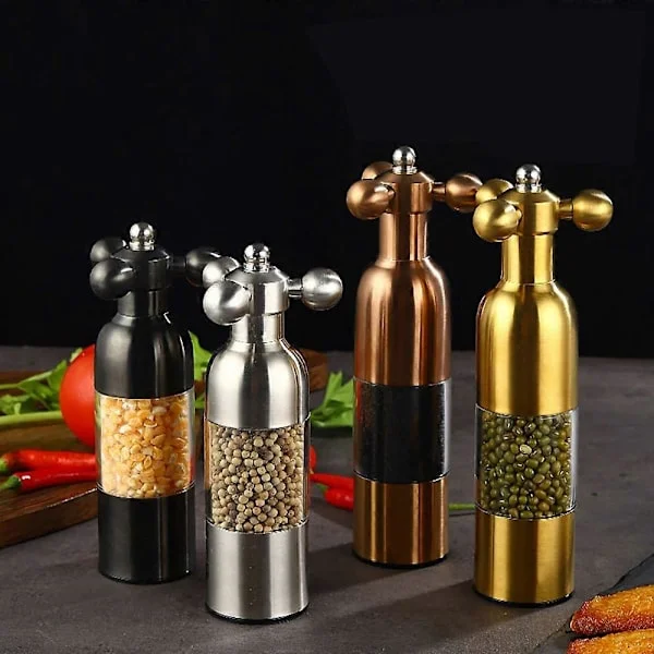 Black Pepper Mill Salt Pepper Grinder Spice Mill Kitchen Creative Gadgets Pepper And Salt Grinder Grinding 2024 HOT Silver