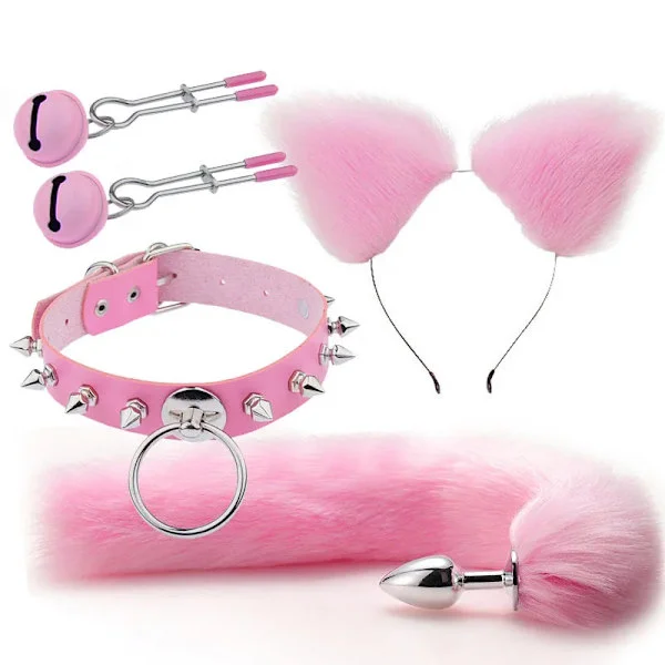 Buttplugg Svans Dildo Räv Gris Svans Analkontakt och Öron Erotiska Produkter BDSM Kattöron Sexleksaker för Par Vuxna Kvinnor Män