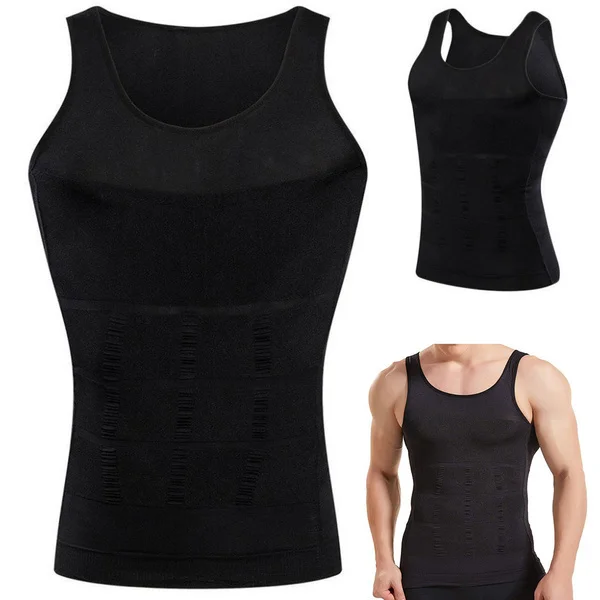 Formande Kompressionslinne för Herr – Slimmande Body Shaper T-shirt Svart L