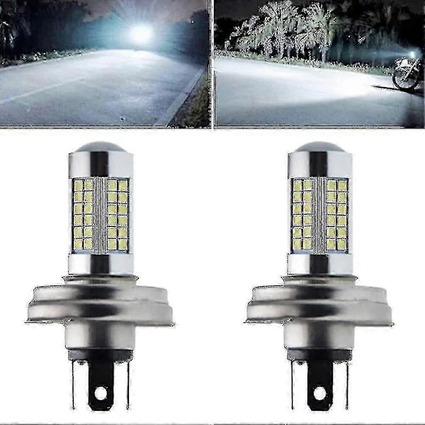 2st P45t R2 66SMD LED-strålkastarlampor Helljus/Halvljus för Scooter Moped 6000K Vit 6V 12V