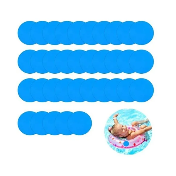35 Självhäftande PVC Reparationslappar, Vinyl Pool Liner Lappar för Båtreparation (Blå, Rund)