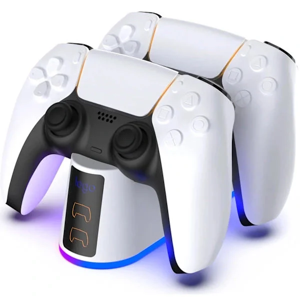 PS5 laddningsdocka, PS5-kontroll laddningsdocka med justerbar belysning, PlayStation 5-kontroll snabbladdningsdocka, PS5 