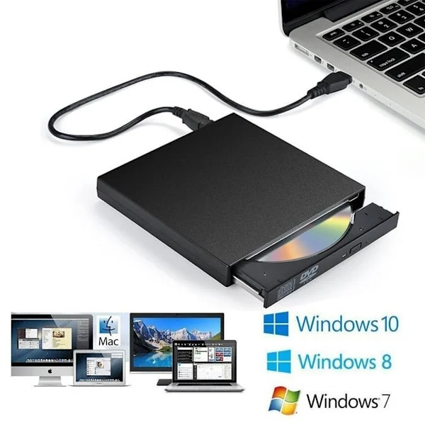Ulkoinen CD DVD -asema, USB 2.0 Slim Protable Ulkoinen CD-RW -asema DVD-RW Bu