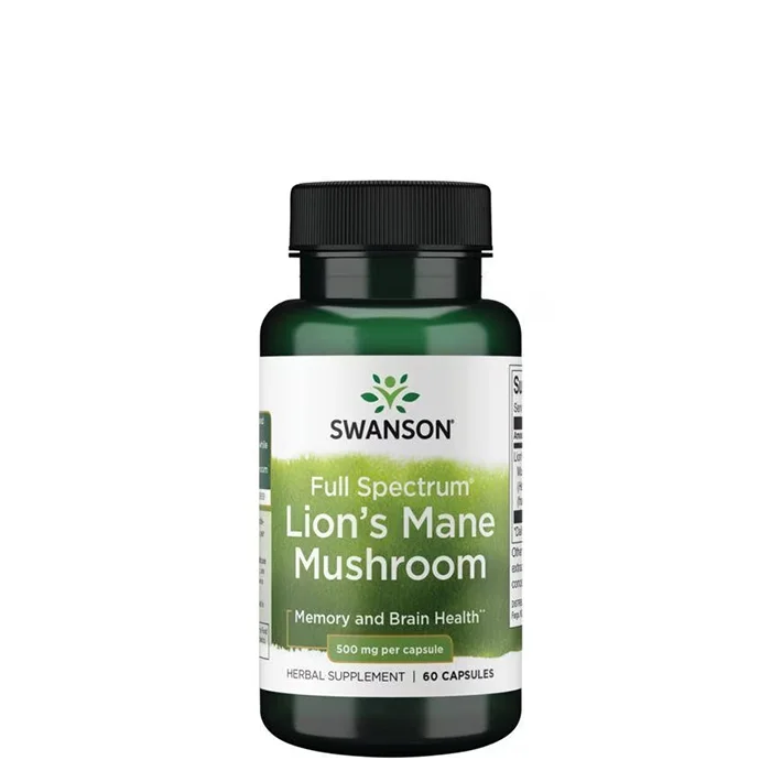 Swanson Full Spectrum Lion's Mane Mushroom 500 mg 60 kapslar