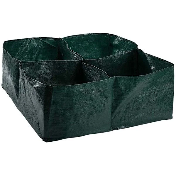 Fabric Raised Garden Bed, 4 Divided Grids, Square, Durable Pot for Vegetables, Flowers, and Plants