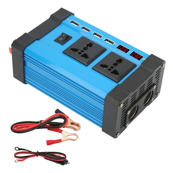 300W modifisert sinusbølge-omformer hurtigladende kjøretøy-solcelle-inverter med smart dobbel LCD-skjerm 4 USB 4.2A-porter 12V til 230V