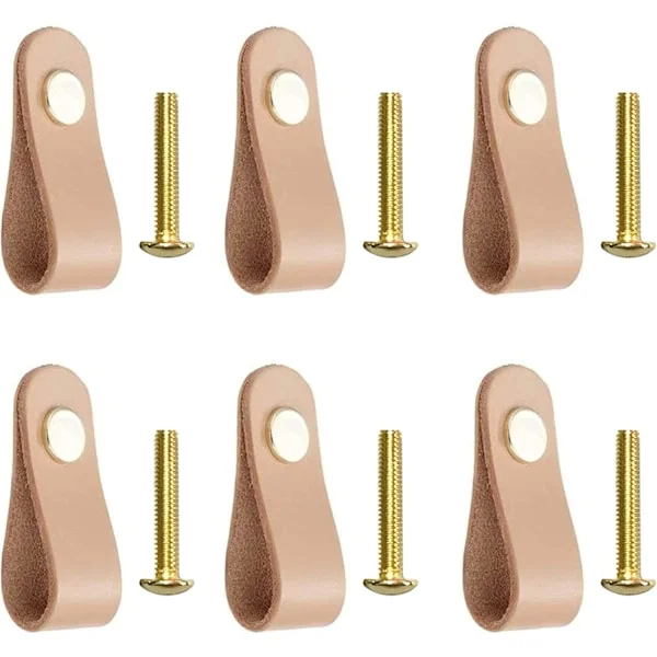 Lys khaki - 6 stk skinnhåndtak for skap Skinnhåndtak for skapdører Skinnhåndtak for skuffer Skinnhåndtak for skapdører med skruer for kjøkken C