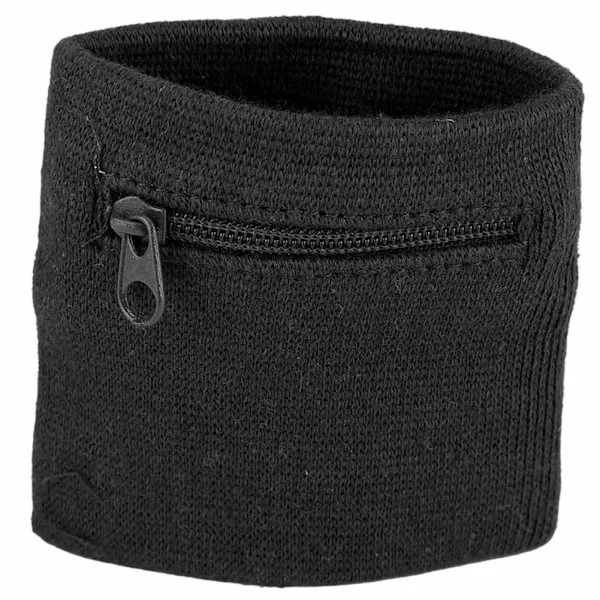 Unisex Armbånd Mønt Nøgler Opbevaring Lynlås Lomme Sport Håndleds Pung Gym Løb (Sort)