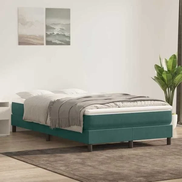 vidaXL Sänggavel med ribbor utan madrass mörkgrön 120x220cm, säng, gavel, säng i sammet, möbel för sovrum, 3315870