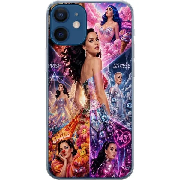 Kompatibel Mobilcover til Apple iPhone 12 mini Farverigt kollage med Katy Perry i flere ikoniske og fantasifulde stilarter