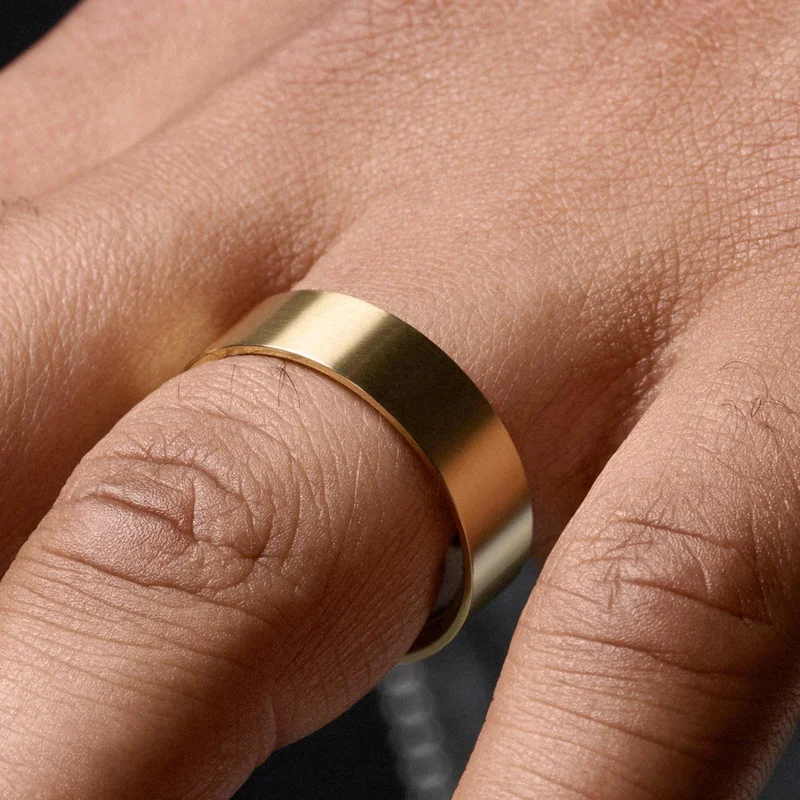 Matte Gold-tone Steel Ring for Men - Steel rings