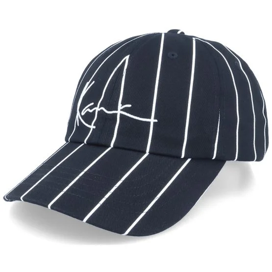 Karl Kani - Negro unconstructed Gorra - Signature Pinstripe Cap Black/White Dad Cap @ Hatstore