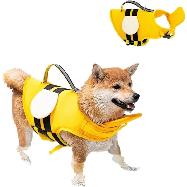 Hundflytväst, justerbar hundflytväst i bi-design med hög flytkraft