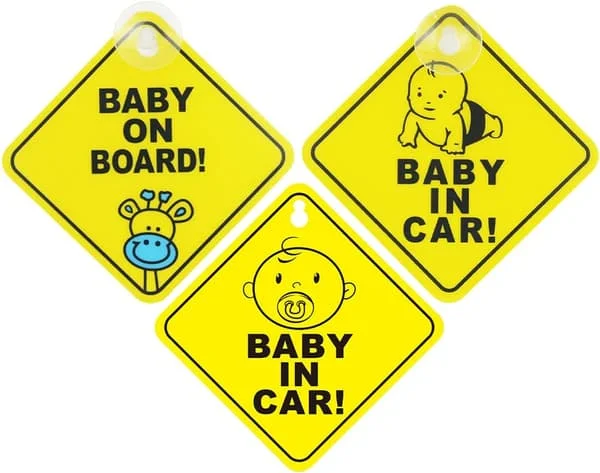 Pieces Baby On Board Bilskylt, Gul Baby On Board Skylt för Bil, Med Sugkopp Baby On Board Dekal Säkerhetsvarning St