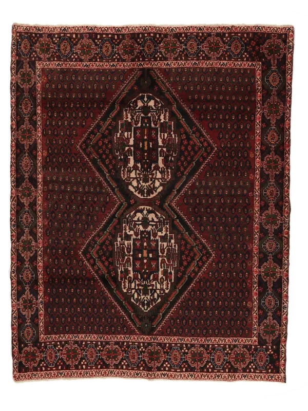 Handgeknüpft Orientalischer Afshar Shahre Babak Teppich 160X200 Schwarz/Dunkelrot