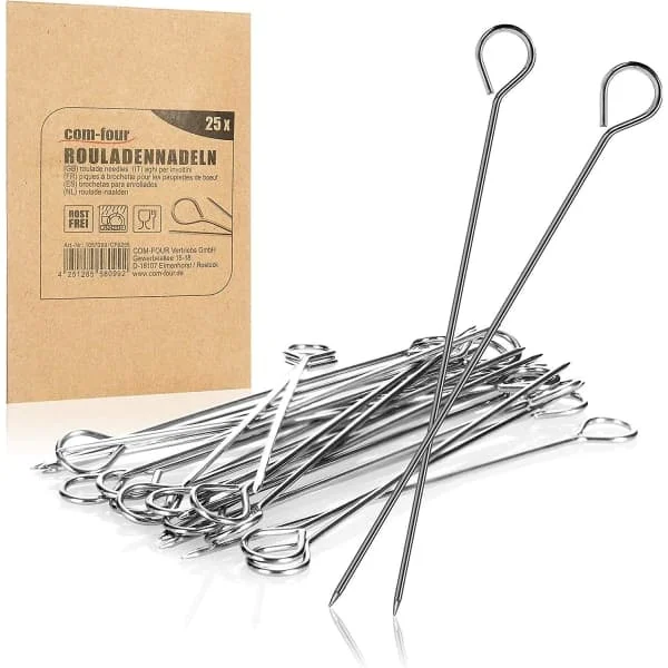 【BQ】2026 New Fashionable 25 pcs. Stainless Steel Roulade Needles - 15 cm Long Meat Needles - High-Quality Skewers in Set (025 pcs. - Needles)