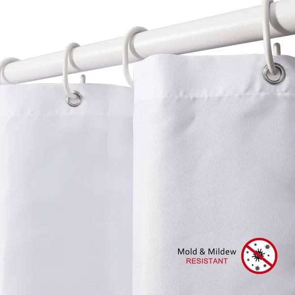 Duschdraperi - 180 x 180 cm Mögelresistent, Tyngd i fållen av polyestertyg, Vattenavvisande, Badrumsgardiner med duschdraperiringar i plast