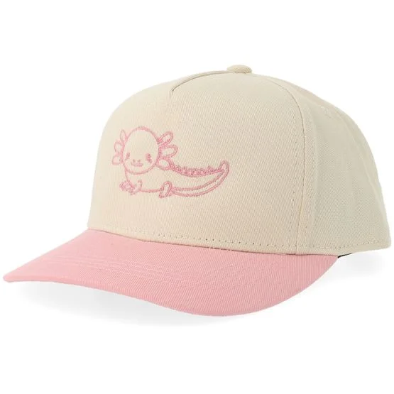 Iconic - Beige trucker Caps - Kids Axolotl Pink Outlined Stone/Light Pink Brim A-frame Adjustable @ Hatstore