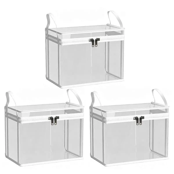 Vandtæt Sammenfoldelig Klar Bogopbevaringsboks, Sammenfoldelige Plastkasser med Låg til Bogopbevaring, Transparent Design for Hurtig Adgang til 