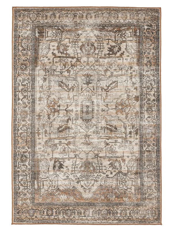 Oxana Oriental Wasbaar 160X230 Bruin/Beige Bloemen Vloerkleed