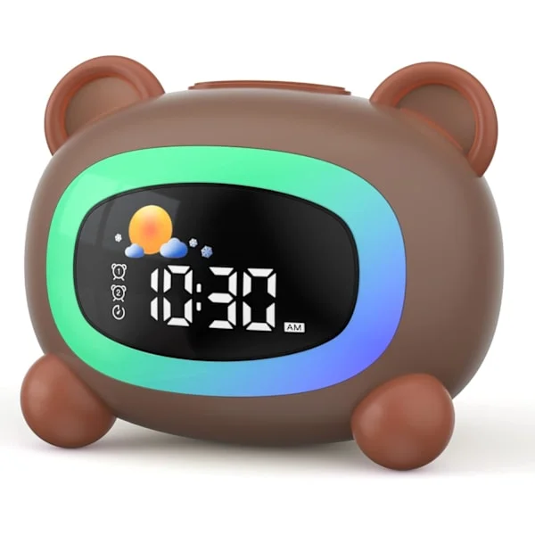 1 stk brun dag og natt trening barn vekkerklokke, barn vekkerklokke