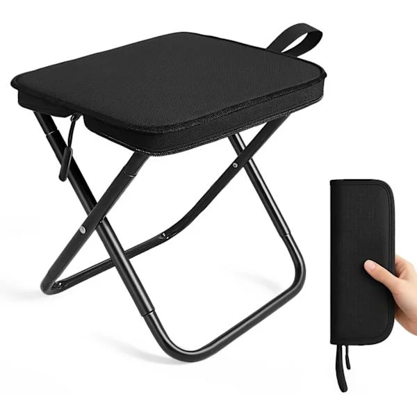 Folding Stool, Lightweight Collapsible Steel Camping Stool - 120 kg Load Capacity, Fishing, Garden, Camping, Beach & Travel