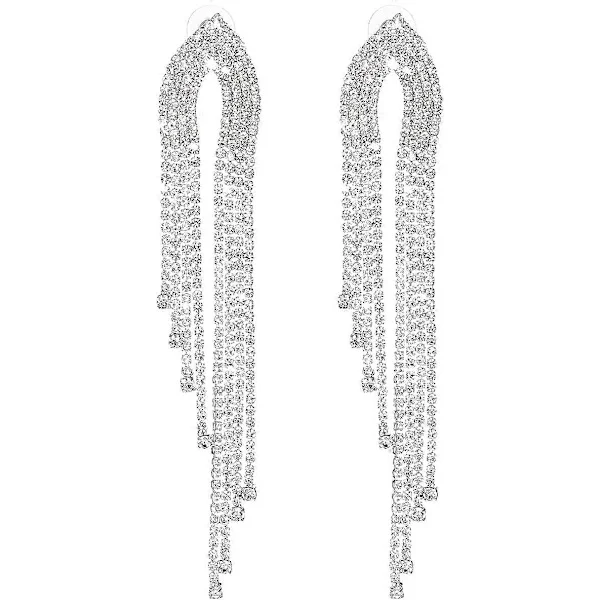 Dusker Dingle Drop Øredobber Gull Glitrende Rhinestone Øredobber Bohemske Dusker Øredobber Bling Dingle Øredobber til Ballfest