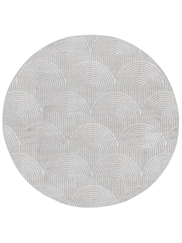 Géometrique Art Deco Tapis - Gris/Gris Argenté Ø 200 Dans Un Style Moderne