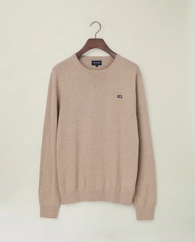 Lexington Puuvillaneule pyöreällä pääntiellä, beige