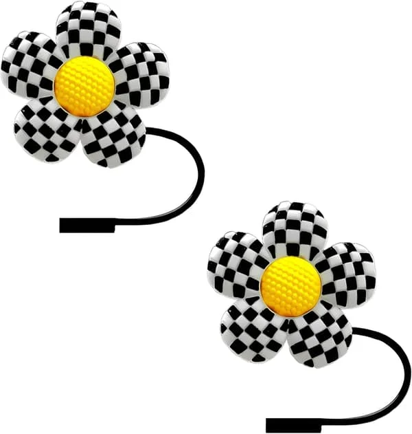 10 mm Daisy Blomst Silikon Sugerørdeksler for Stanley Cup Gjenbrukbare Søte Topper Tilbehør for Tumblers 2 STK Dekorative og Personlige Sugerørdeksel