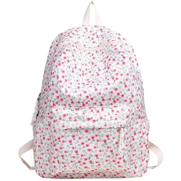Cute Backpack Aesthetic School Backpack - Kawaii School Bag Floral Preppy Backpack for School Girls School Bag