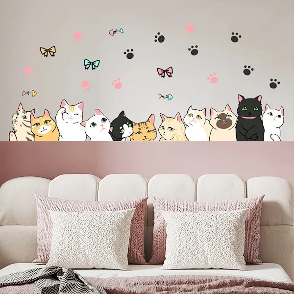 Wall Decals Cute Cat Wall Decals Wall Stickers for Bedroom Living Room Wall TV