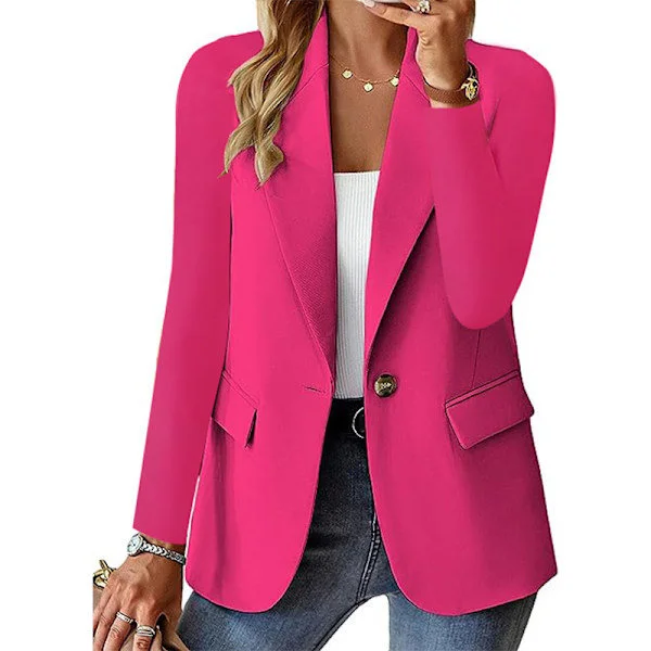 Naisten bleiseri, business casual, pitkähihainen, napitus, jakku, ROSRÖD ROSRÖD XL ROSE RED XL