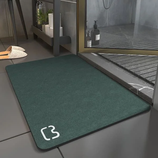Melbourne Green, Diatom Mud Bath Mat Non-slip and Absorbent Bath