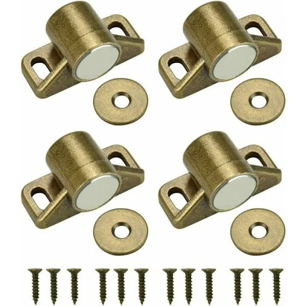 Magnet for skapdør Magnetisk dørlås Magnetisk dørstopper med 4 skiver og 12 skruer Magnetisk skapstopper for møbler, garderobe, skap