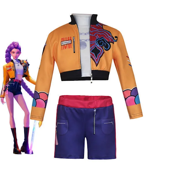 Demon Slayer Anime Cosplay Kostym Rumi Outfit, Jacka + Foder + Shorts Set för Barn, Storlek 110 Rumi (jacka + foder + shorts) 110
