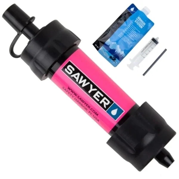 Mini Portable Survival Water Purifier Straw Water Filtration System Pink Rose Red, AB