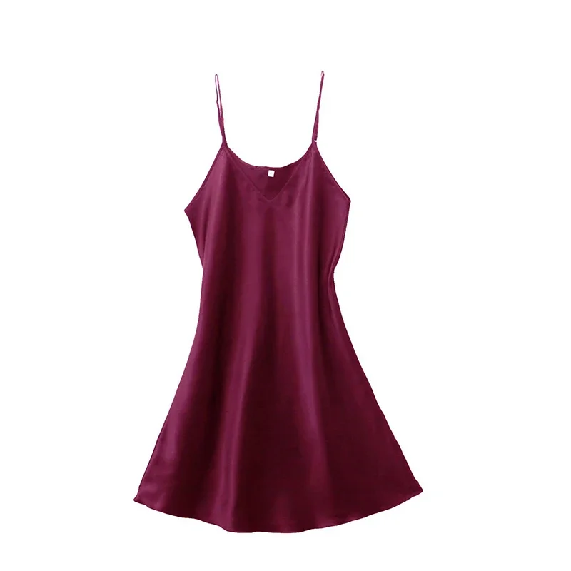 AliExpress - Chemise de nuit à bretelles en soie glacée pour femmes, pyjama fin et Sexy à bretelles réglables, vêtements de maison amples, M-2XL