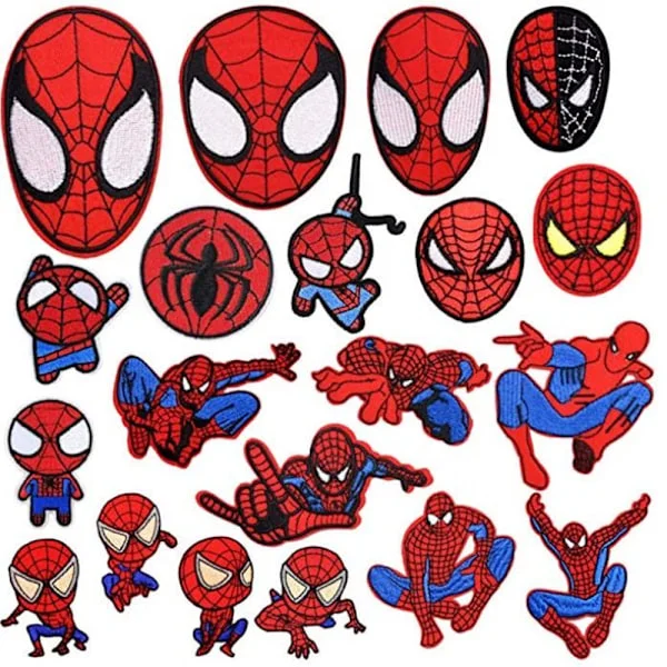 20 st Spiderman Stryk på Märken Broderade Applikationer för Jeansjackor, Kläder, Handväskor, Skor, Kepsar för Barn och Vuxna