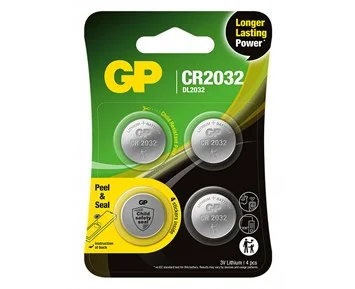 GP-GP knappcell, Litium, CR2032, Safety seal, 4-pack-4-pk knappcelle CR2032 litiumbatteri-Power-Litiumbatterier