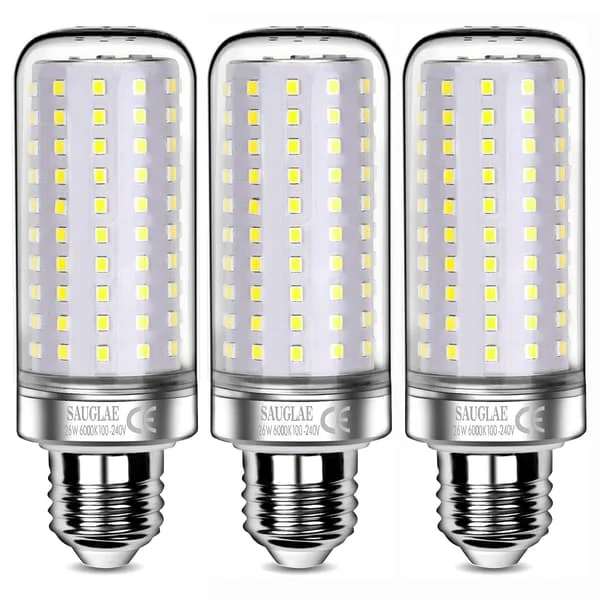 26W LED-lamput, 200W vastaava, 3000Lm, 6000K Kylmä valkoinen valo, E27, 3 kpl[ZHE]