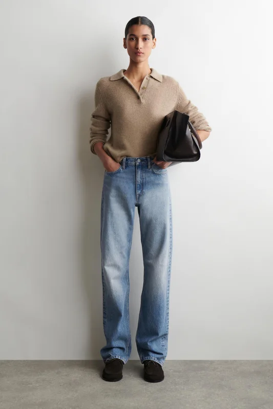 COS Women's Chord Straight-Leg Jeans in Blue